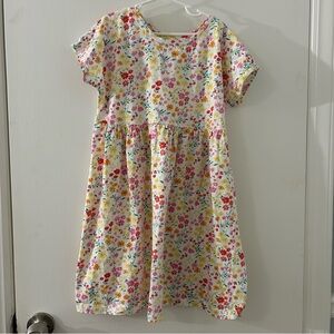 Old Navy White Floral Short-Sleeve Dress with Multicolor Flowers
